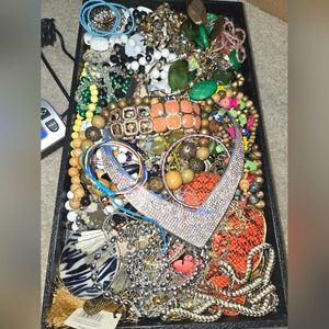 Craft Repair Jewelry Lot Broken Bead Vintage Modern Stone Wood Tangled Tarnished